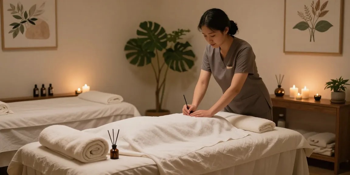 Experience 부천출장마사지 in a peaceful, cozy massage room with essential oils and calming decor