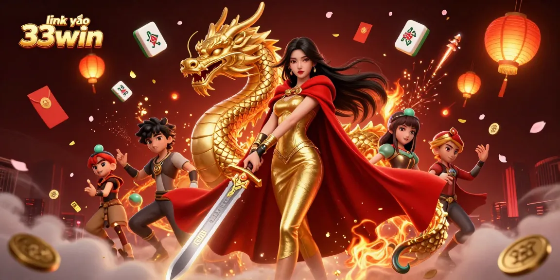 Join the excitement at link vào 33win with stunning visuals, including dragons, warriors, and coins!