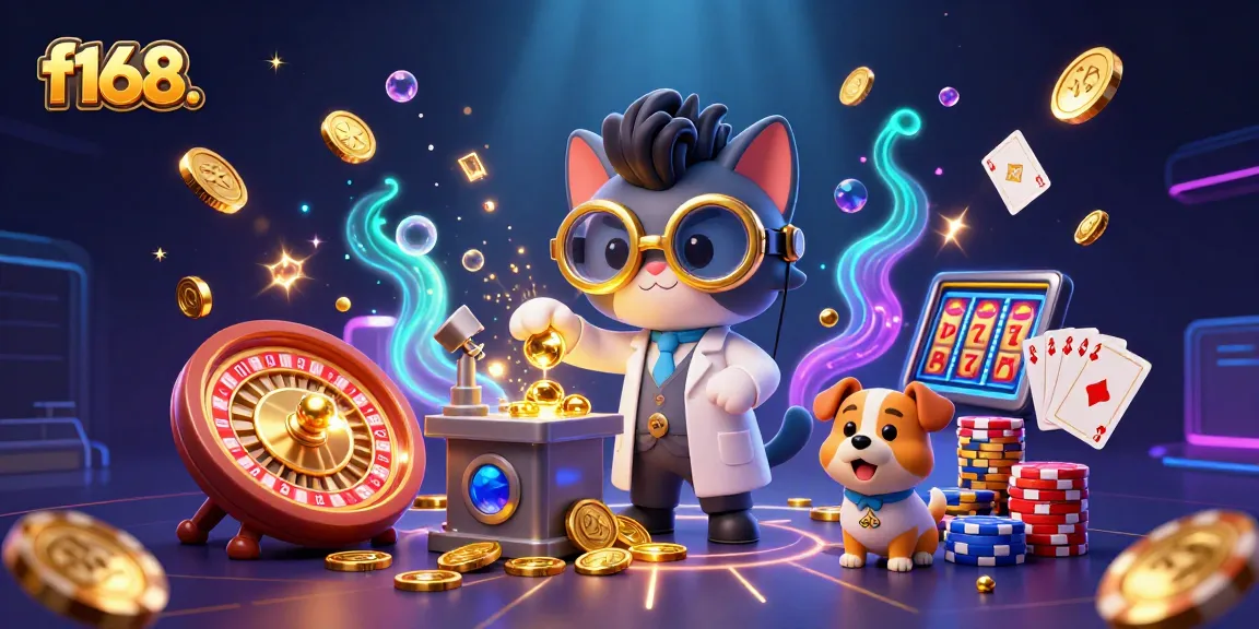 Experience the excitement of f168. with dynamic casino elements, featuring thrilling golden coins and gems.