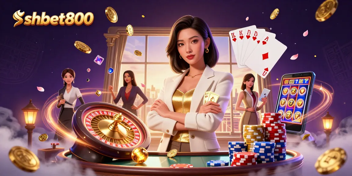 Experience shbet800 casino excitement with a glamorous dealer and vibrant gaming elements.