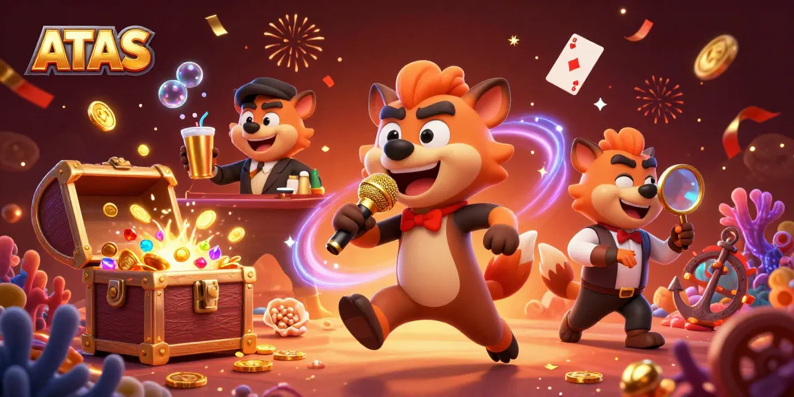 Join the ATAS casino experience with lively hyenas entertaining in a vibrant club atmosphere.