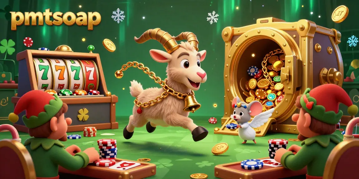 Engage in thrilling casino gameplay with PMTSoap showcasing festive Krampus and angelic mouse stealing the show.