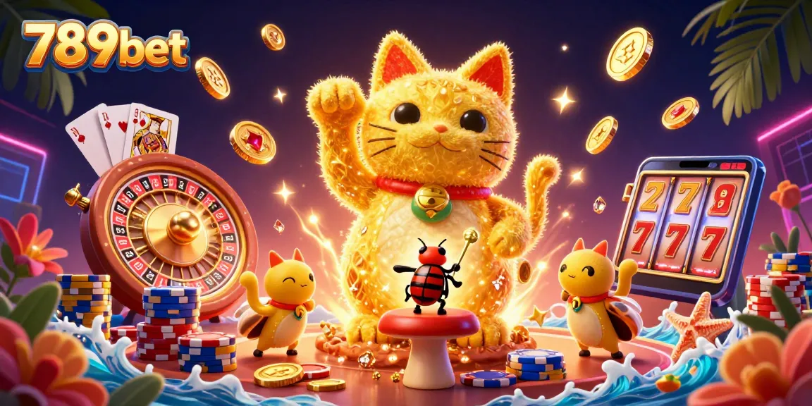Experience 789bet's vibrant casino world with animated lucky cat and dynamic game elements.