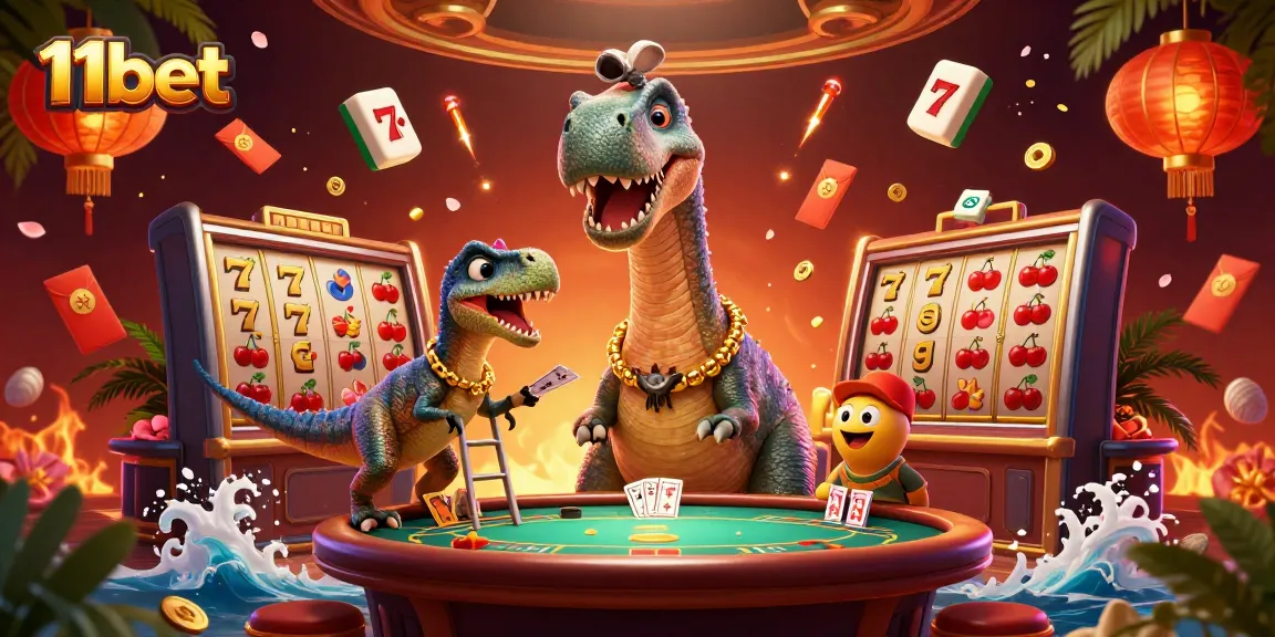 Experience thrilling gameplay at 11bet with cartoon characters in a vibrant 3D casino scene.