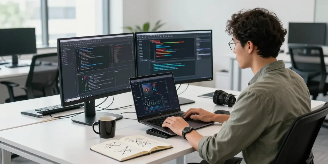 快连 developers collaborating in a modern workspace showcasing innovative technology.