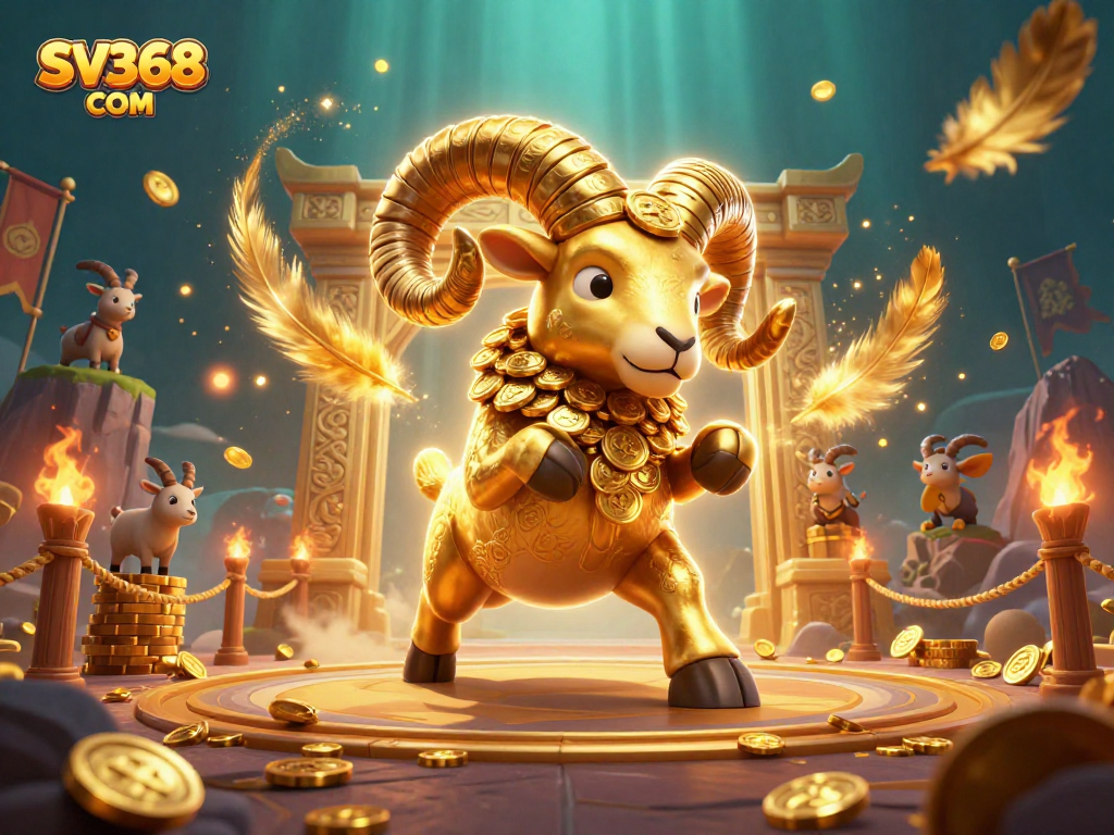 Experience the thrill of SV368 COM with our golden ram charging through a casino arena.