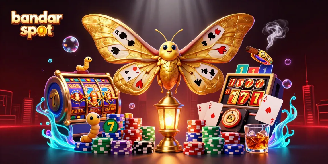 Experience thrilling gameplay with bandar slot as golden moths weave casino magic.