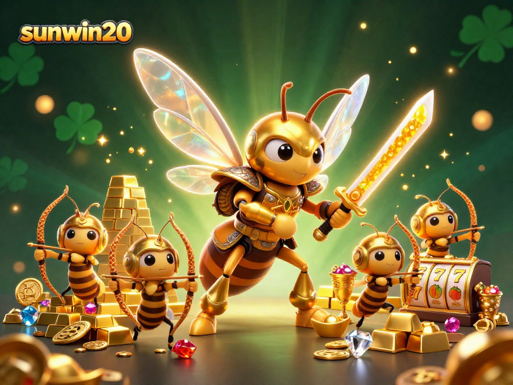 Experience a thrilling adventure with sunwin20 in this vibrant 3D casino illustration filled with gold and jewels.
