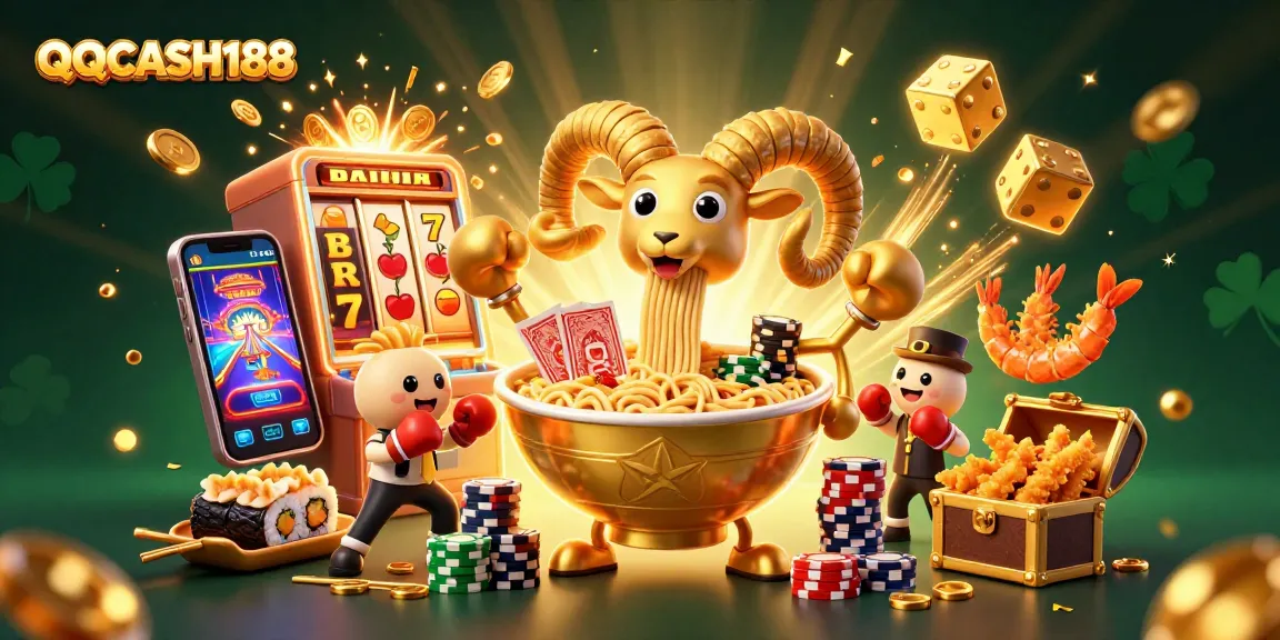 Engage with QQCASH188's dynamic casino scene featuring vibrant characters and explosive gaming elements.