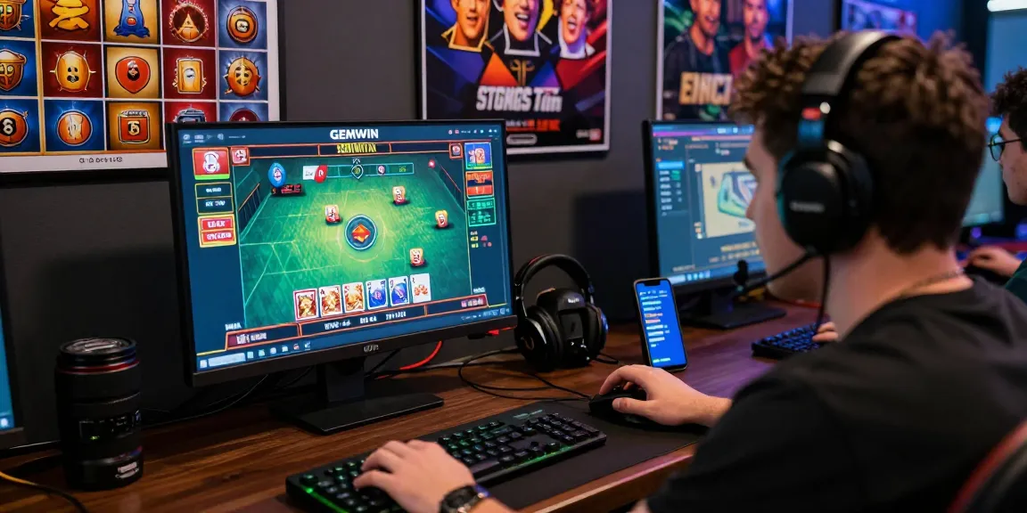 Player engaging in thrilling online gaming experience on GEMWIN platform with vibrant visuals and accessories.