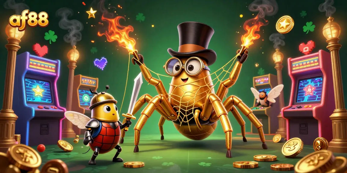 Experience the excitement of af88 at an imaginative casino where a golden tarantula weaves fortune.