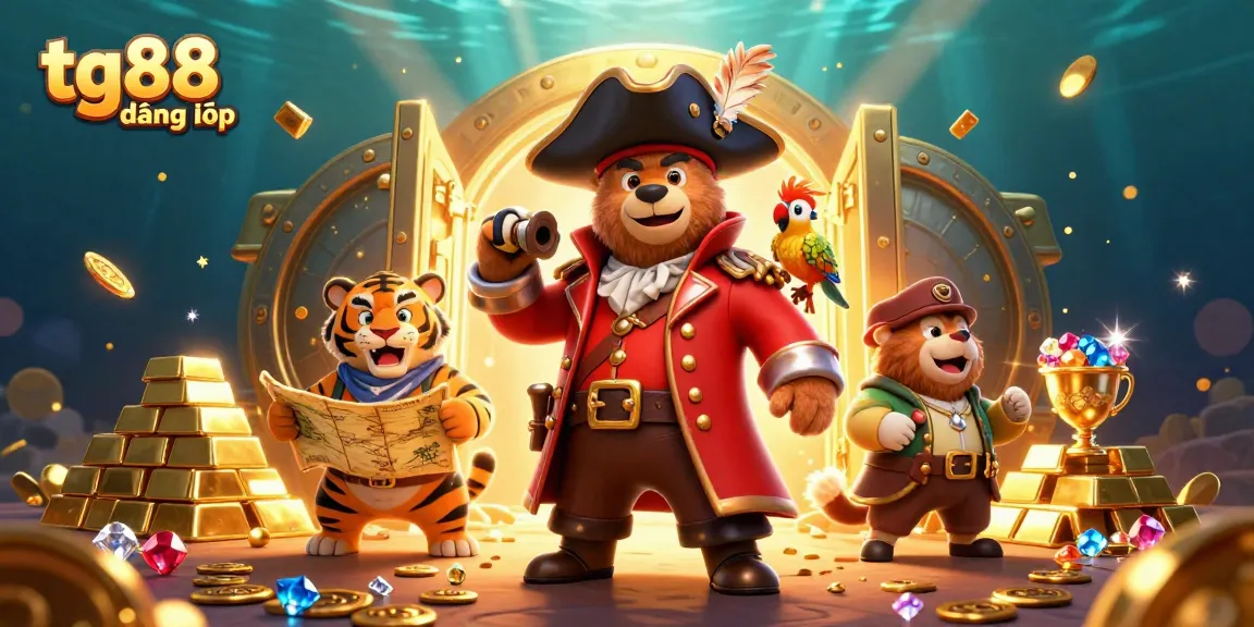 Engage in thrilling games at tg88 đăng nhập featuring colorful 3D pirate characters and treasure elements.