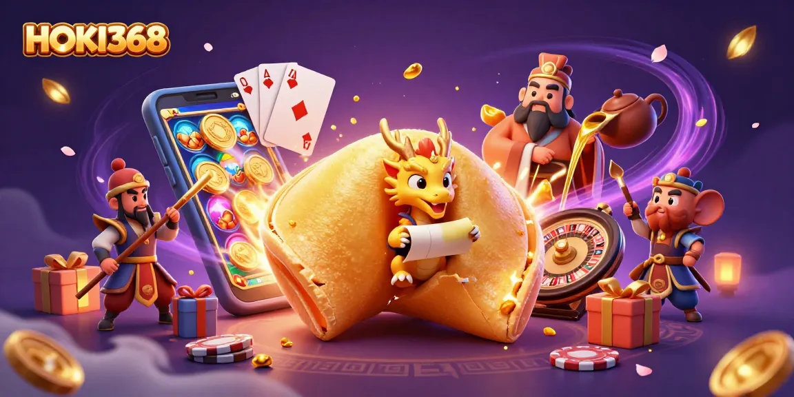 Play your luck at HOKI368 with spinning reels and golden treasures highlighting this vibrant casino scene.