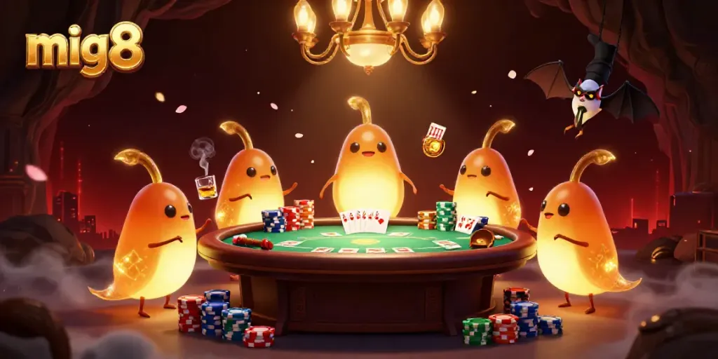 Engage in thrilling action at MIG8's vibrant cave casino with bioluminescent glowworms and poker fever.