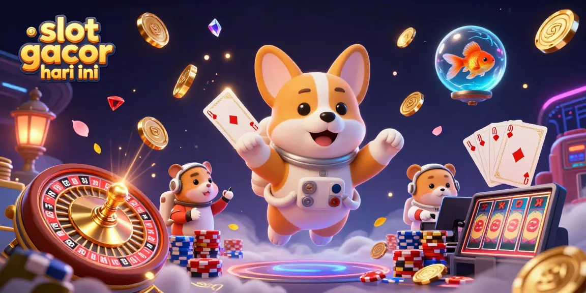 Experience thrilling adventures with slot gacor hari ini in this vibrant 3D casino scene featuring an astronaut corgi and casino elements.