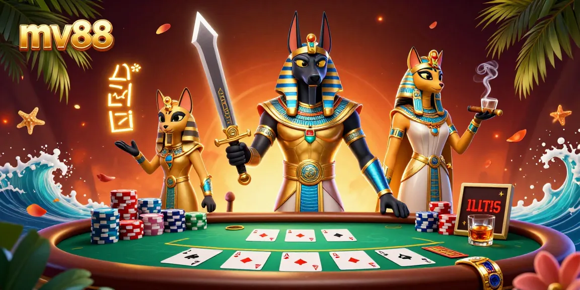 Experience thrilling gameplay at mv88 with Anubis and Bastet in an exciting poker showdown.