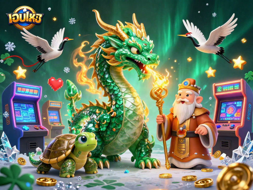 Engage in เว็บตรง gaming with this vibrant 3D illustration featuring magical characters and arcade elements.