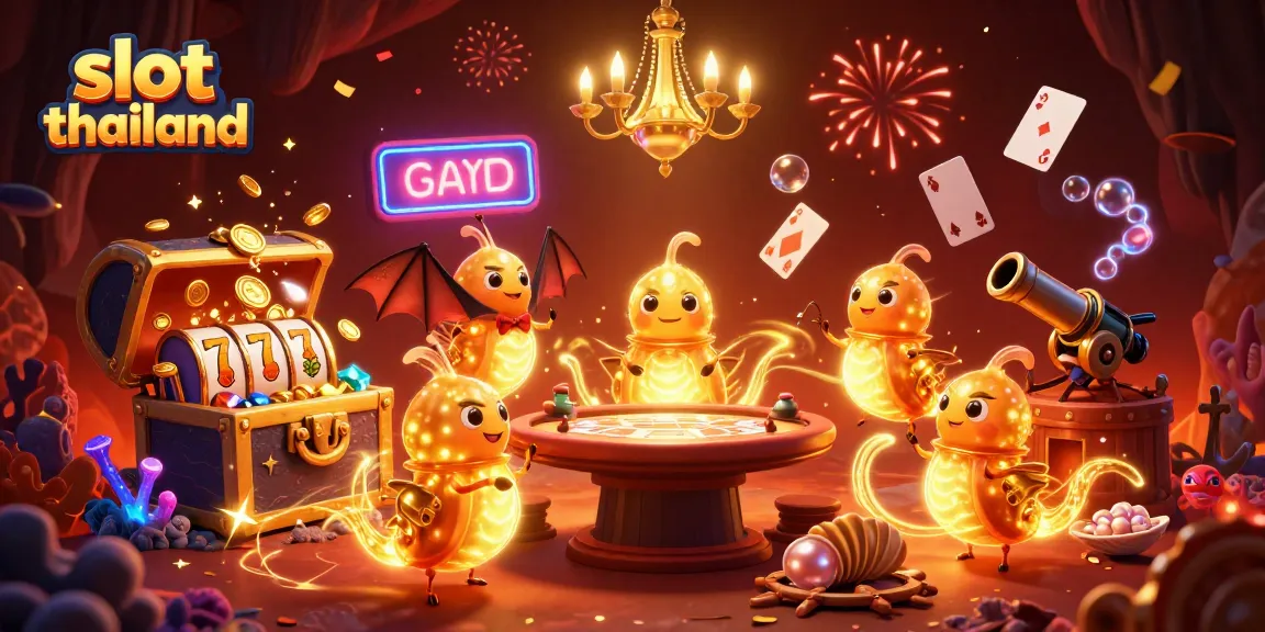 Engage in slot thailand gaming with an energetic scene featuring glowworms lighting a cave casino.