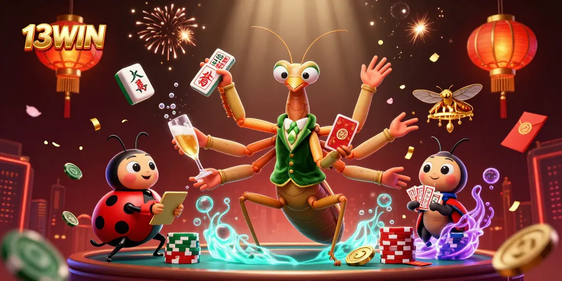 Experience thrilling gameplay with 13WIN in this vibrant 3D casino scene featuring unique characters.