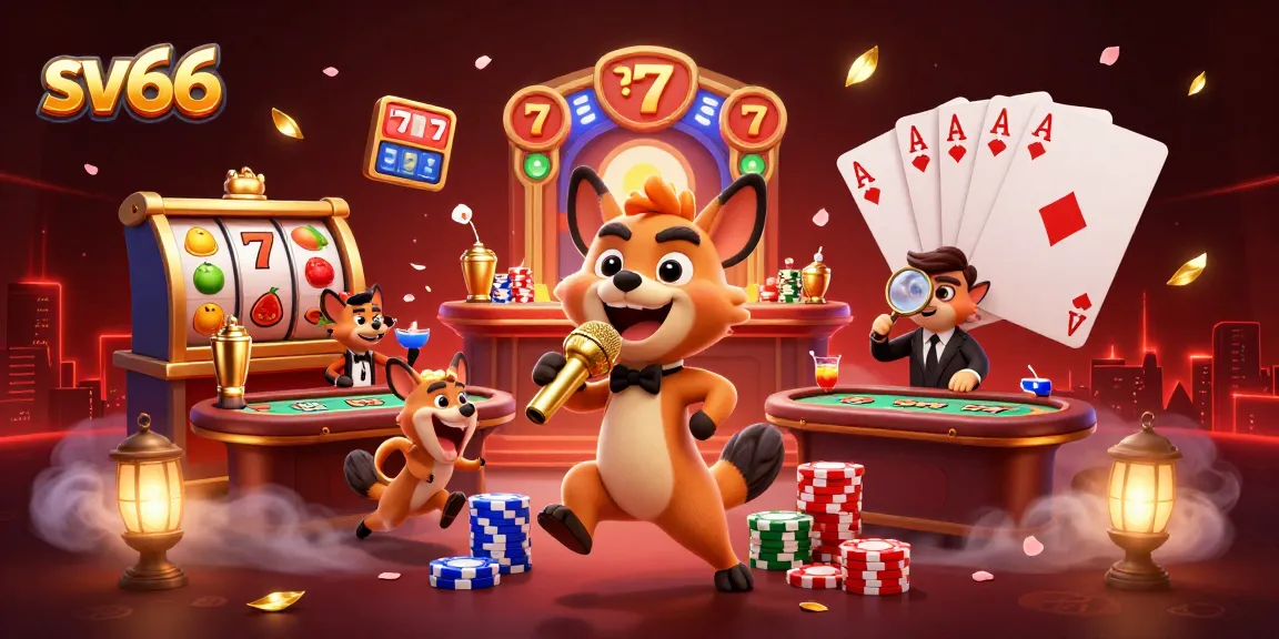 Experience entertaining moments at sv66 with lively hyenas in a colorful casino scene.
