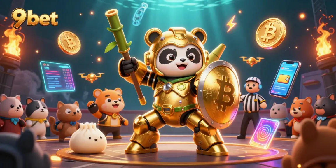 Experience gaming at 9bet with an exciting mech-suit battle in a vibrant casino arena.