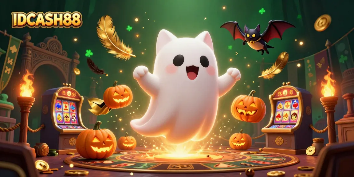 Play exciting games at IDCASH88, joining a floating ghost cat's haunted casino adventure!