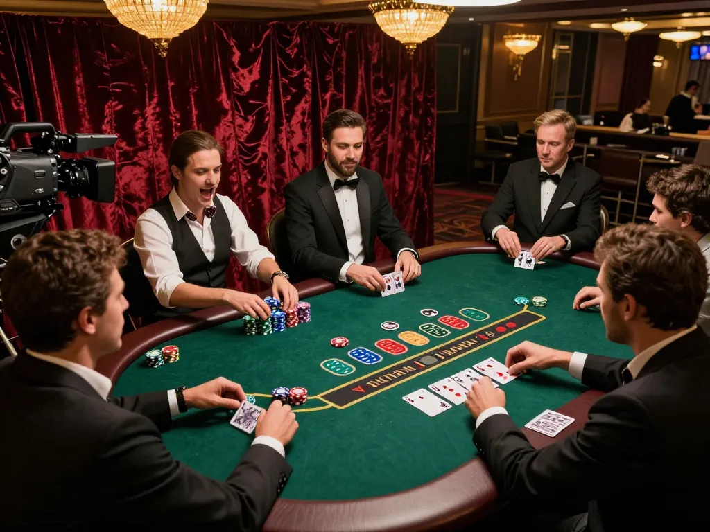 Exciting blackjack game at fa88vn casino with players and colorful chips visible.