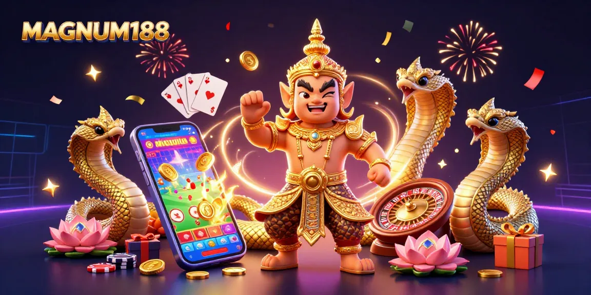 Experience the excitement of MAGNUM188 with engaging betting visuals and vibrant casino elements.