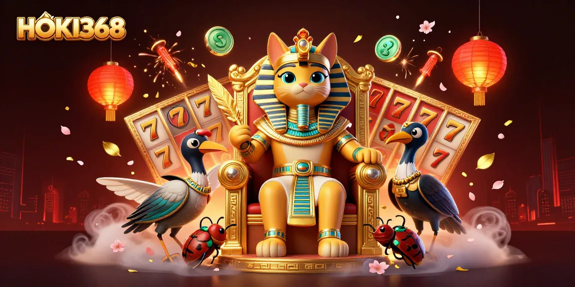 Spin the reels on HOKI368 with vibrant casino elements and enchanting characters surrounding the adventure.