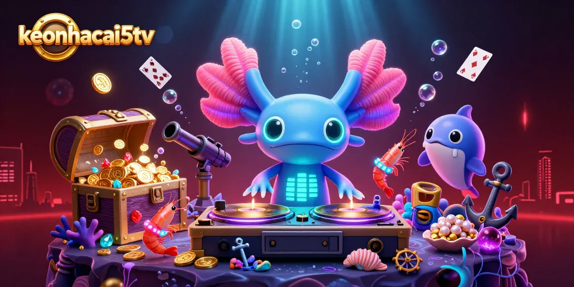 Engaging scene featuring keonhacai5tv characters celebrating underwater gambling, with vibrant visuals and dynamic elements.