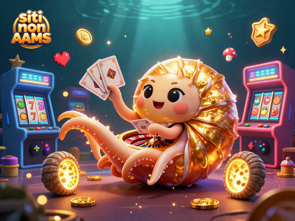 Gioca nei siti non AAMS con un nautilus gigante e macchine arcade in un'illustrazione 3D affascinante.