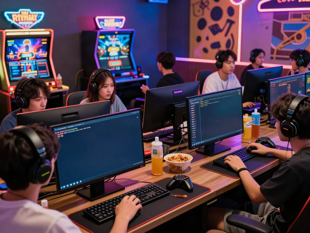 Hitclub gaming scene with excited players enjoying interactive casino games and vibrant lighting.