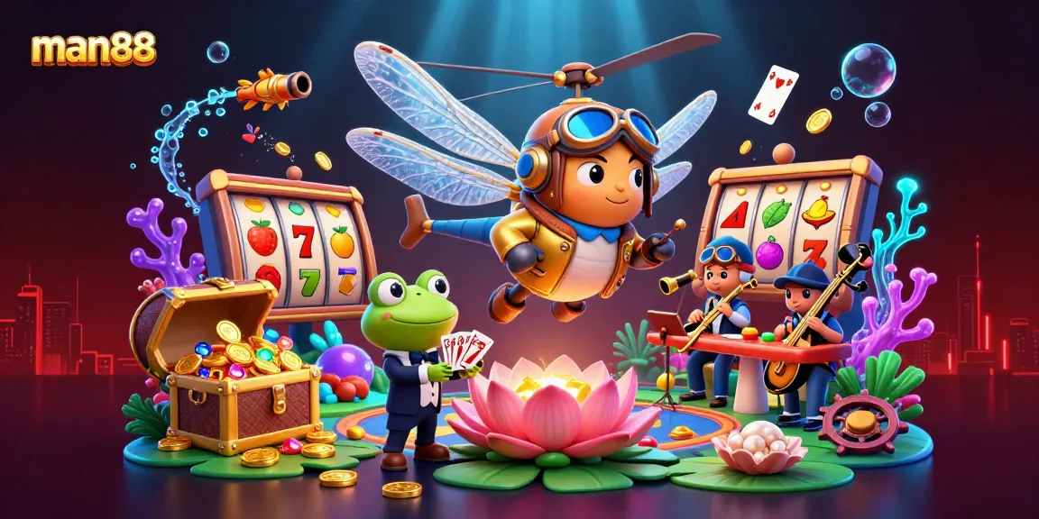 Engage with the colorful man88 casino scene featuring unique characters and vibrant gaming elements.