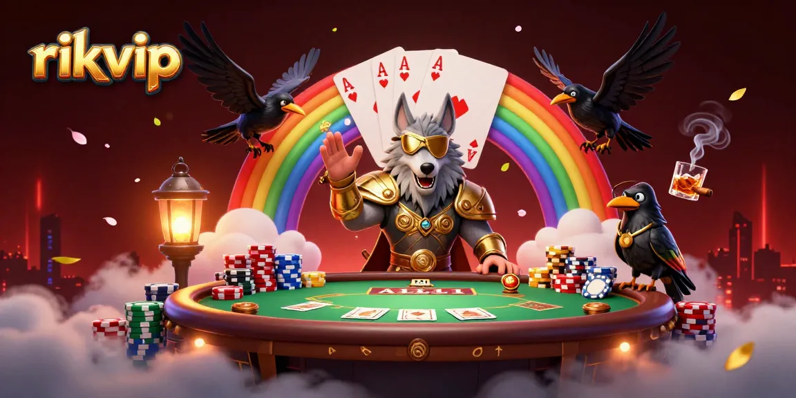 Engage in the thrilling world of rikvip as a Norse wolf triumphs over a vibrant casino setting.