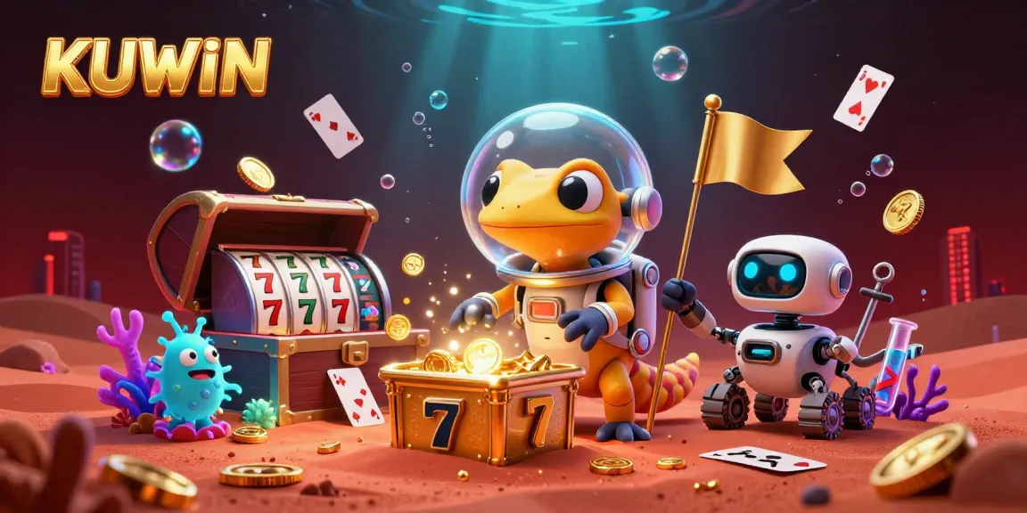 Engaging scene with KUWIN's Martian gecko and treasure elements showcasing a vibrant casino adventure.