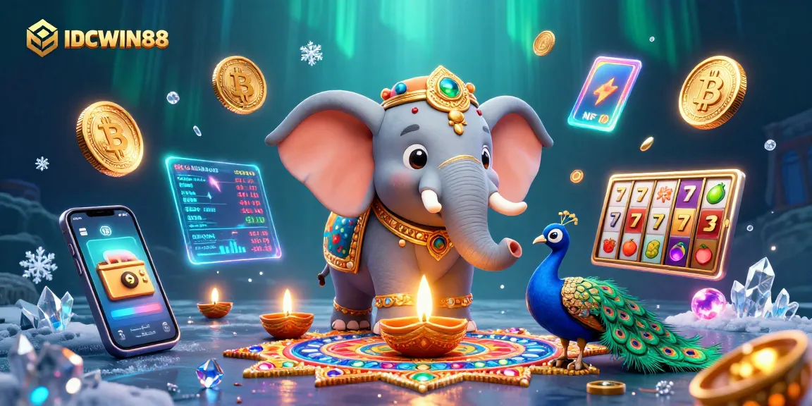 Engage with IDCWIN88’s vibrant 3D casino scene showcasing winning slots and crypto elements for thrilling gameplay.