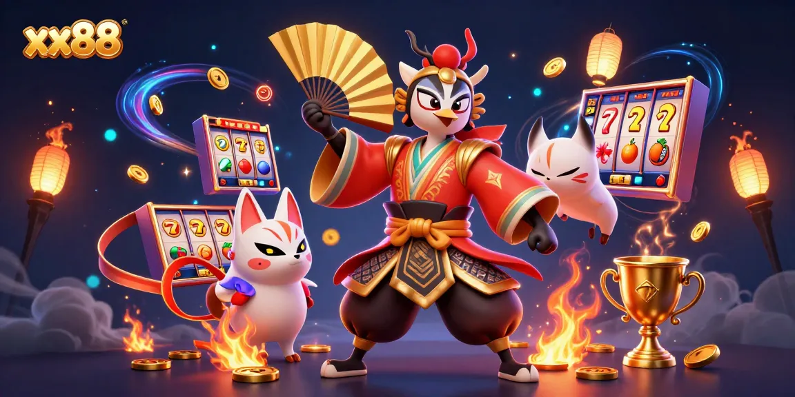 Experience thrilling gameplay at xx88 with vibrant slot reels and dynamic characters.