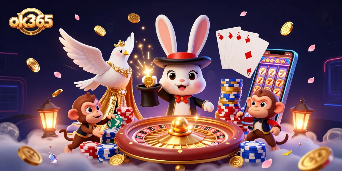 Experience thrilling wins at ok365 with the magician rabbit pulling coins, creating gaming magic.
