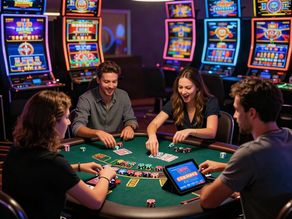 Exciting casino en ligne scene with diverse players enjoying interactive games.