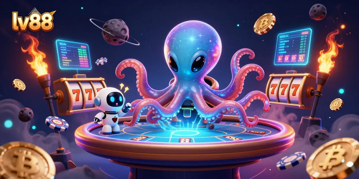 Play thrilling slots at lv88 with an exciting alien octopus gaming scene.