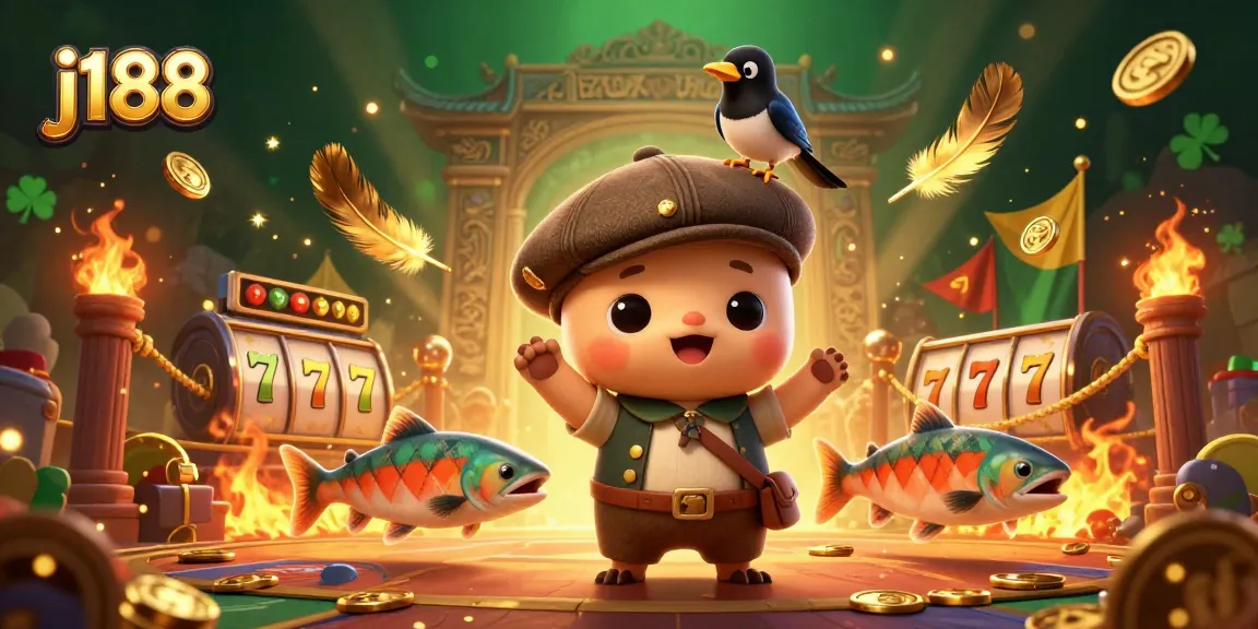 Experience the vibrant j188 gaming world where playful Nessie meets exciting slot games and golden treasures.