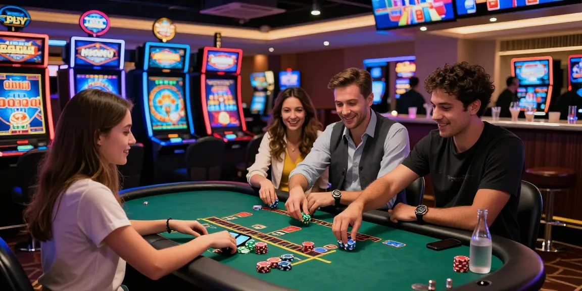 Exciting gameplay moments at credit card casinos at https://ibn.org.uk with diverse players enjoying live games and vibrant slots.