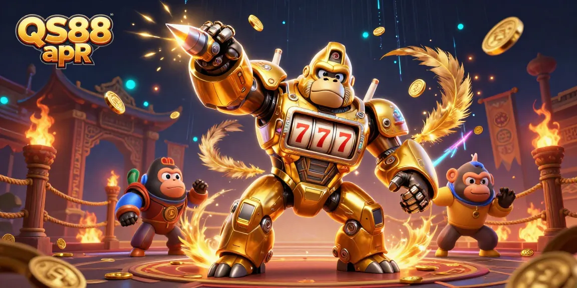 Experience winning excitement at QS88 apR with a dynamic 3D casino illustration filled with vibrant elements.