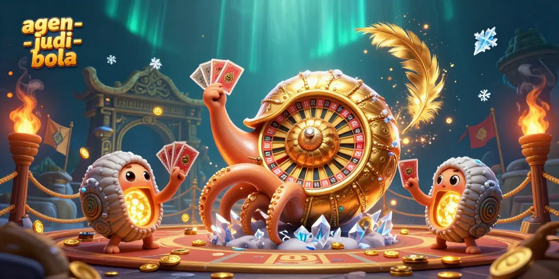 Experience agen-judi-bola with a vibrant 3D representation of gambling excitement featuring a giant nautilus.