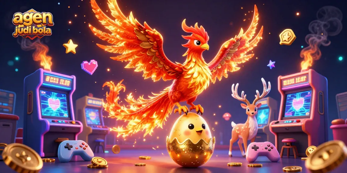 Engage with agen judi bola through vibrant 3D phoenix imagery highlighting thrilling gameplay.