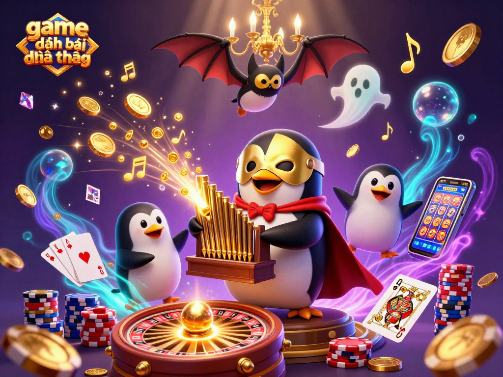 Experience the excitement of game đánh bài đổi thưởng with illuminating casino elements and characters in thrilling 3D detail.
