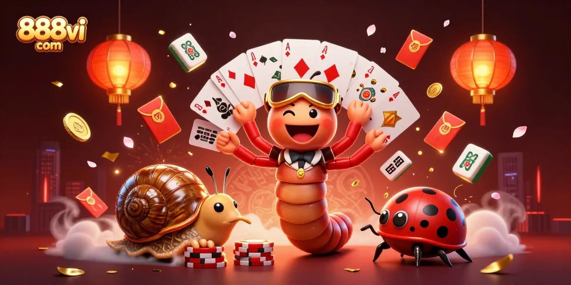 Engage with 888vi com as a millipede dealer showcases cards amidst vibrant casino elements.
