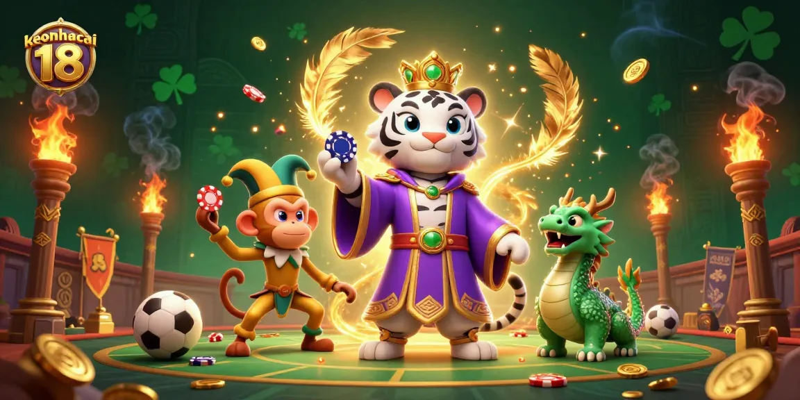 Experience exciting sports betting with keonhacai 18, portrayed by 3D characters in a dynamic casino atmosphere.