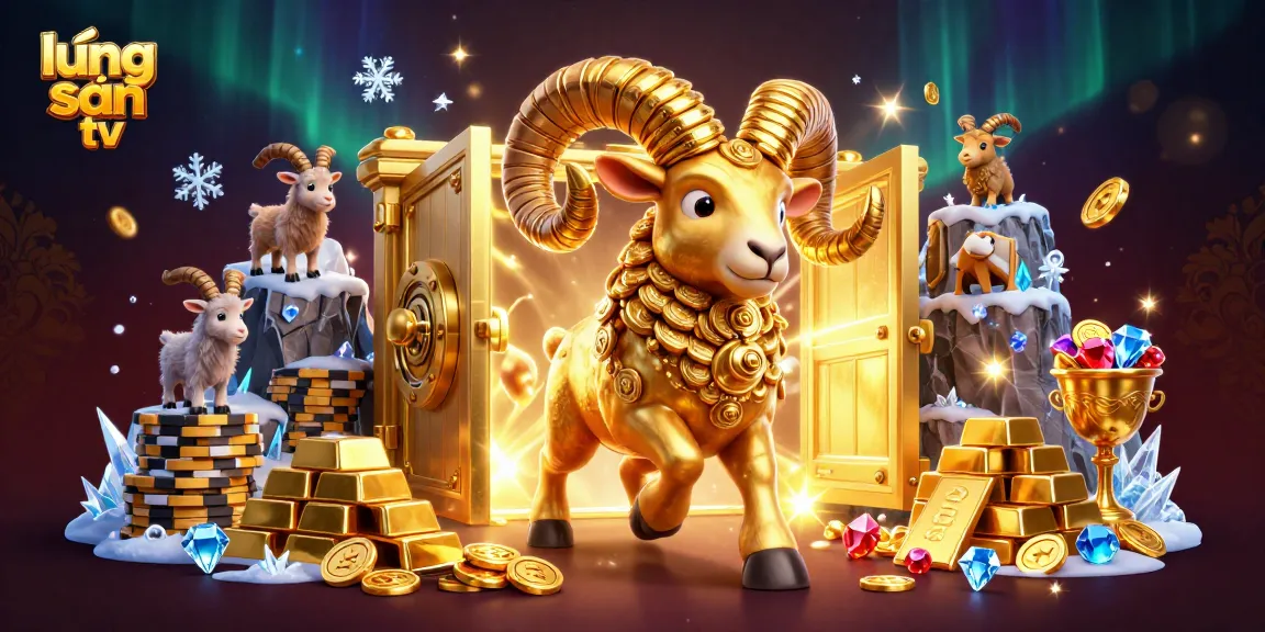 Experience lương sơn tv's epic gambling adventure with a dynamic golden ram charging through treasures.