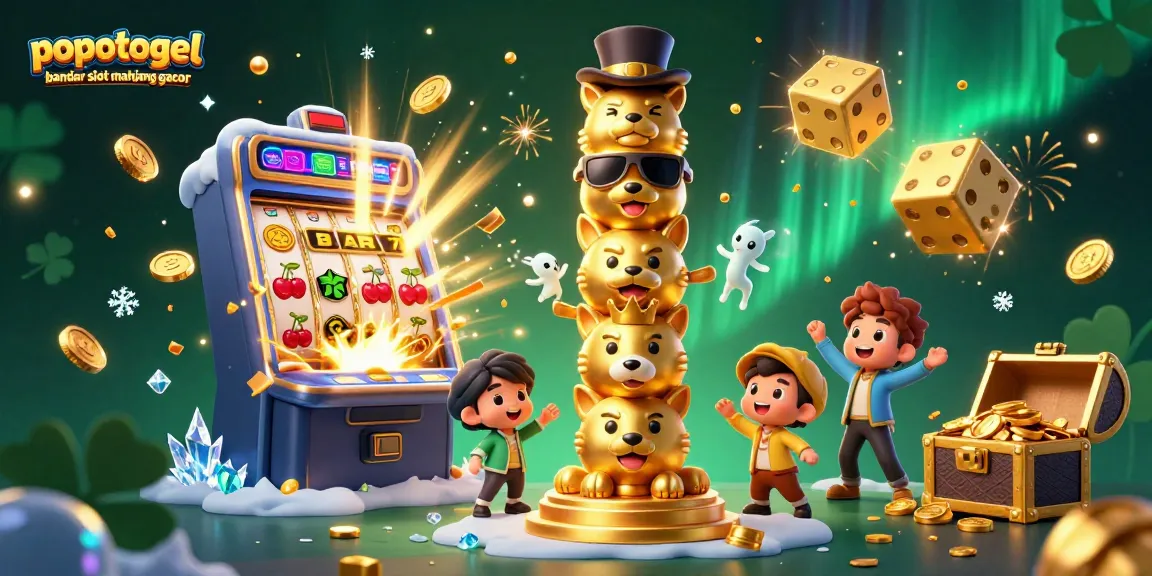 Play exciting games like popotogel bandar slot mahjong gacor with vibrant casino graphics in a dynamic 3D scene.